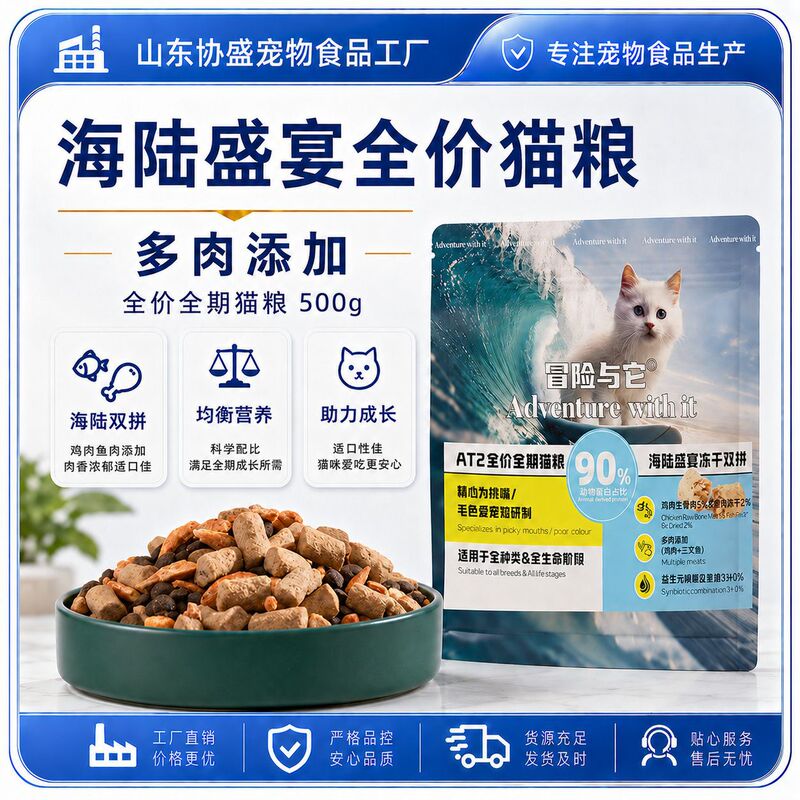 Adventure & It Cat Food 500g Dual Mix Freeze-Dried All-Stage Cat Main Food Adult Cat and Kitten Dry Food Cat Staple Food Wholesale Adventure & It Cat Food 500g Dual Mix Freeze-Dried All-Stage Cat Main Food Adult Cat and Kitten Dry Food Cat Staple Food Wholesale