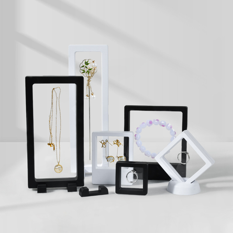 Suspension Jewelry Box Wholesale PE Transparent Box Jewelry Packaging Box Dustproof Storage Ring Display Film Box