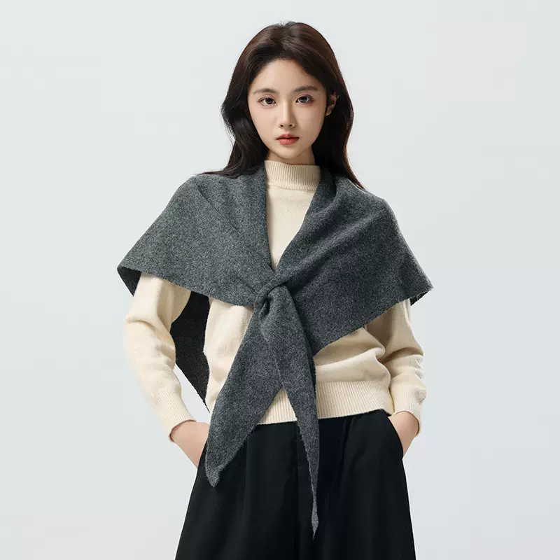 三角巾围巾含羊毛披肩斗篷秋冬女外搭高级感披肩毯保暖小坎肩披风
