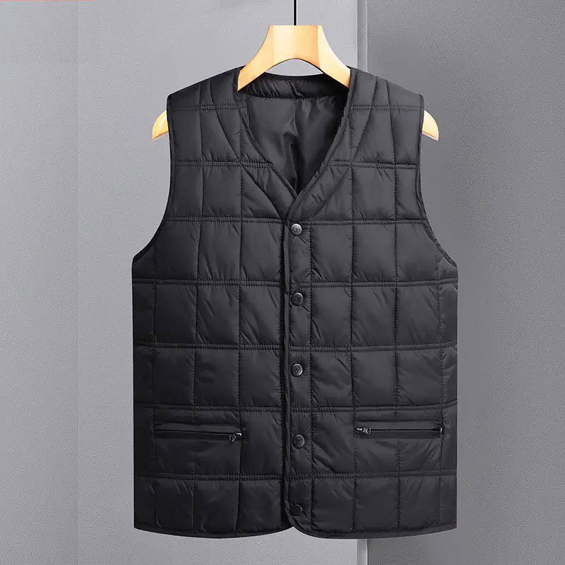 Middle-aged and elderly down vest dad outfit autumn and winter new men's down vest warm liner waistcoat factory wholesale Middle-aged and elderly down vest dad outfit autumn and winter new men's down vest warm liner waistcoat factory wholesale