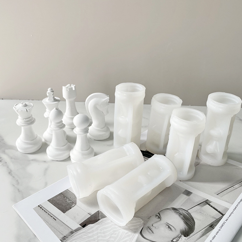 Jiahuimei ajedrez aromaterapia vela molde de silicona piezas de ajedrez DIY fragante piedra yeso epoxi decoración herramienta abrasiva