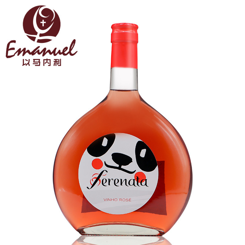 爱之湾 葡萄牙进口红酒 胖达半甜桃红葡萄酒单支750ml