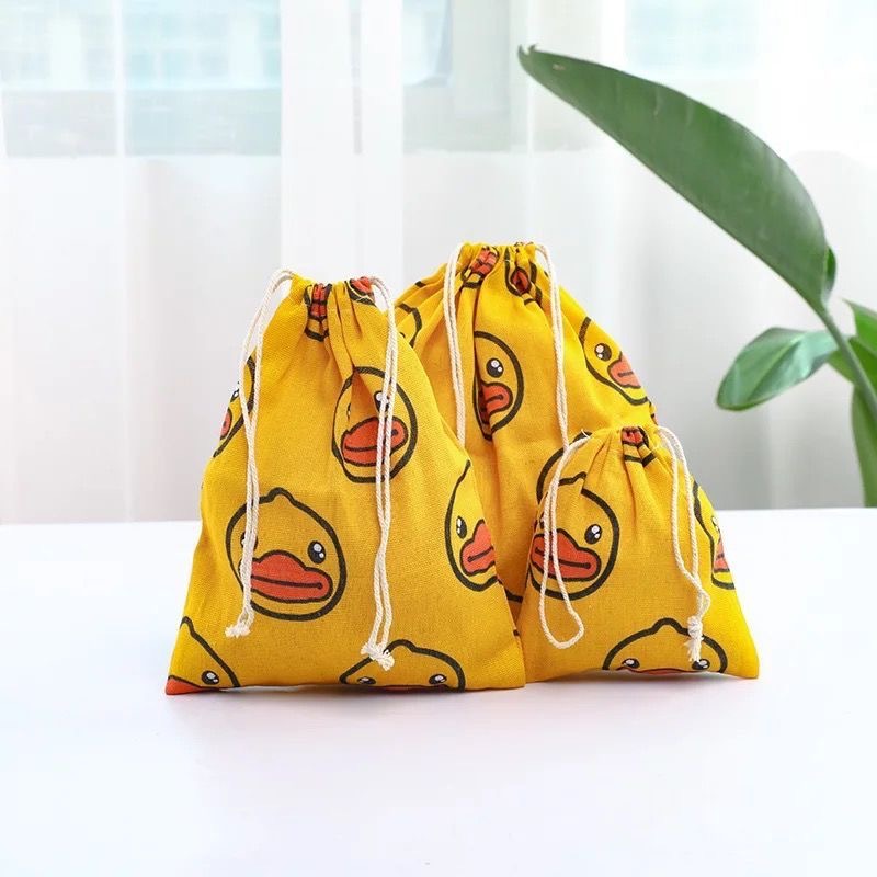 新款衣物整理收纳袋印花棉麻束口袋旅行收口袋子学生宿舍杂物布袋