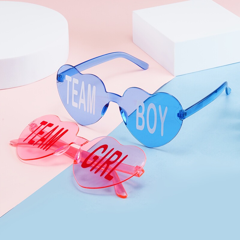 New Cross-Border Gender Reveal Glasses, Christening Glasses, Heart Glasses, Party Glasses with Printed Fonts, Please Inquire for Orders