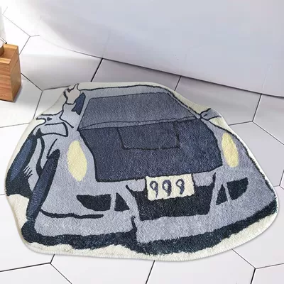 Cartoon Car Alien Faux Cashmere Floor Mat Children Bedroom Bedside Blanket Bathroom Floor Mat Room Decorative Mat in stock