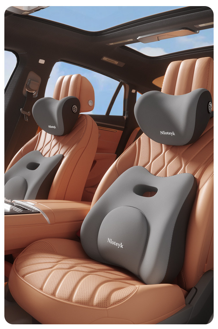 Car Headrest and Lumbar Support Set for Driver, Integrated Neck Pillow for Long Sitting, Seat Backrest Cushion