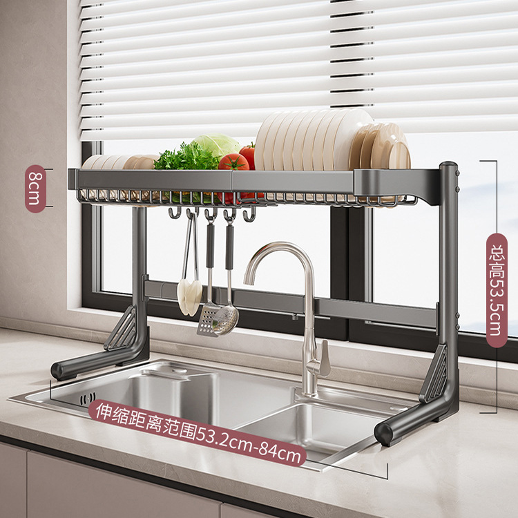 Fregadero retráctil estante de almacenamiento cocina plato multifuncional estante de almacenamiento cuchillo estante de plato fregadero estante de lavado estante de drenaje