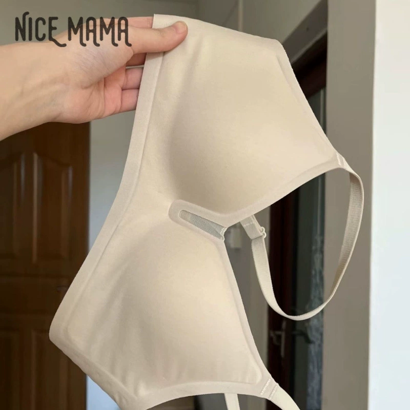 NICEMAMA новый бесшовный нижнее белье, женский тонкий бюстгальтер с глубоким V-образным вырезом, не втягивающий грудь, без ободков, бюстгальтер с пуш-ап и бретельками