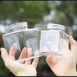 网红奶茶杯一次性带盖批发方形塑料生态微景观赏斗鱼罐透明打包杯