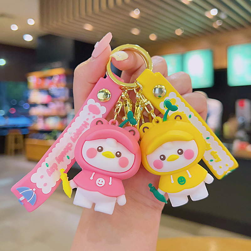 Raincoat Blush Duck Cartoon Keychain Pendant Cute Exquisite Doll Small Jewelry Car Key Chain Couple Pendant