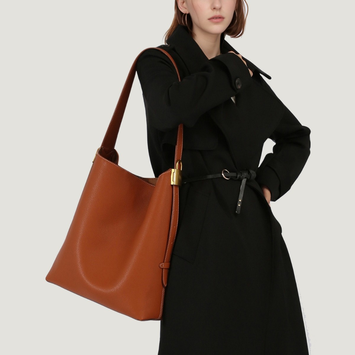 2025 Hobo Large Capacity Tote Bag For Women Soft Leather Bucket Bag Commuter Shoulder Bag Fashion Versatile Handbag - Thumbnail 4