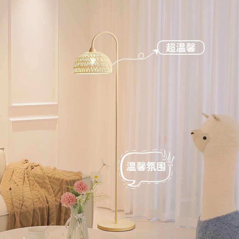Rattan Floor Lamp Living Room Sofa Side Vertical Lamp Bedroom Eye Protection Bedside Atmosphere Lamp Homestay Hotel Decorative Table Lamp
