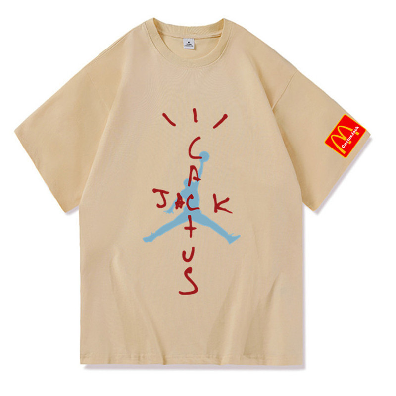 Men's Summer Travis Scott Travis Jordan European and American Print Loose Short Sleeve T-Shirt