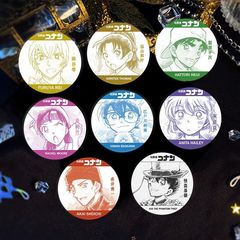 名探偵コナン アニメ周辺機器 ケイ・キッド 灰原哀 小蘭 服部 安室透 缶レーザーバッジ