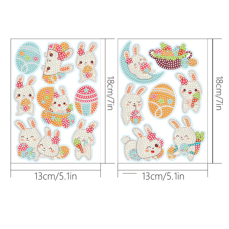 Pegatinas de Pascua transfronterizas de diamantes para pintar, hechas a mano, DIY, de dibujos animados, de huevos, de conejos, para niños image 15