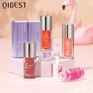 Qibest Transparent Mirror Lip Oil Water Gloss Glass Lip Women's Moisturizing Long-Lasting Non-Stick Cup Lip Gloss Makeup Wholesale