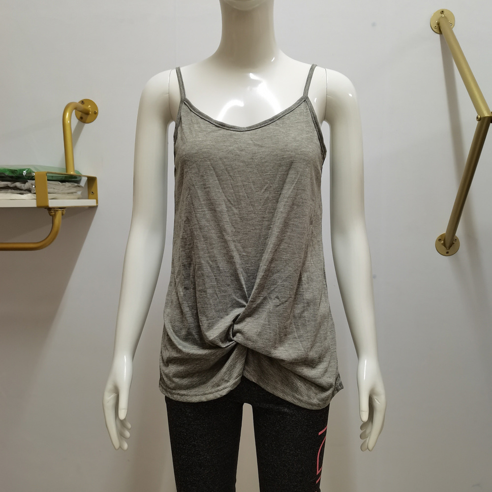 En stock ropa de las nuevas mujeres moda verano europeo y americano sexy backless camisola color sólido algodón Top Twist chaleco para mujeres