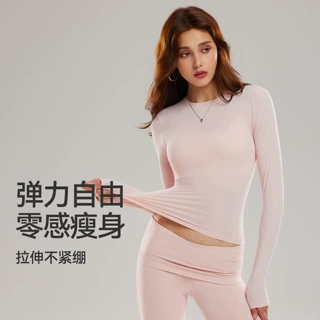 跨境现货裸感褶皱收腰瑜伽长袖上衣女跑步普拉提速干打底衫批发