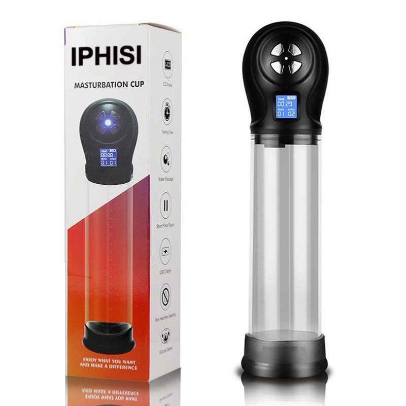 IPHISI LCD spa Taza eléctrica pene bomba masculina Ampliación de carga juguetes sexuales ejercitador juguetes adultos del sexo