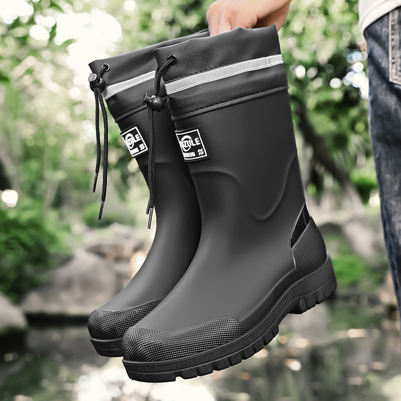 Botas de Lluvia de Tubo Medio para Hombre de PVC Impermeables y Antideslizantes para Pesca image 6