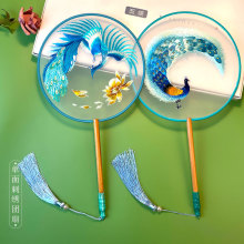 2024新款古风单面绣花团扇女古典汉服旗袍拍摄道具景区工艺品圆扇