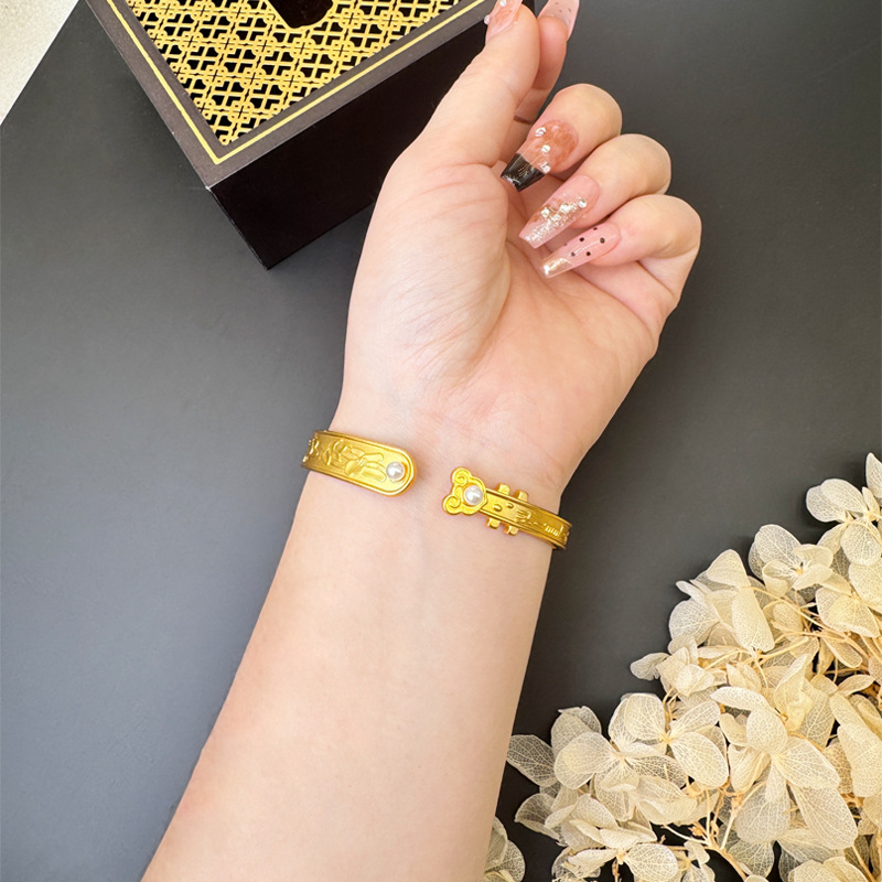 Gufa Sha oro estilo chino Ruyi alto sentido abierto pulsera retro tendencia nacional no se desvanece el suministro de joyas versátiles