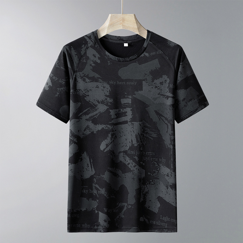 Camiseta de hielo transfronteriza de manga corta para hombres verano 2025 nueva ropa de secado rápida suelta para hombres camiseta de base de media manga grande image 7