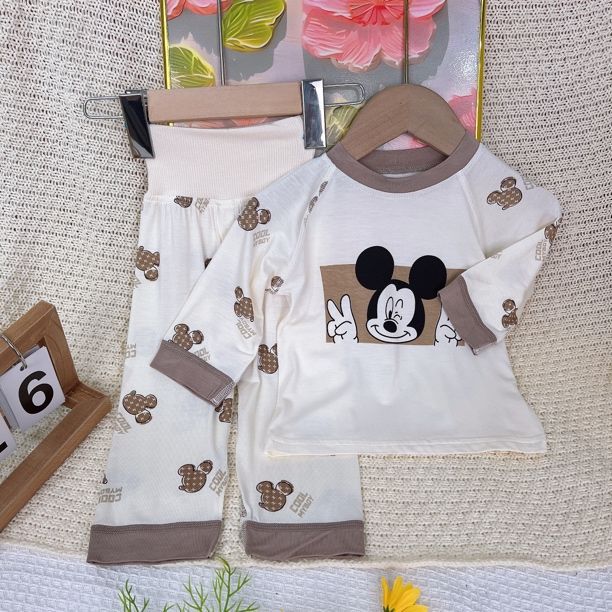 33040 Modal Baby Pajamas Summer Two-Piece Set High Waist Tummy Protective Thin Summer Children's Clothing