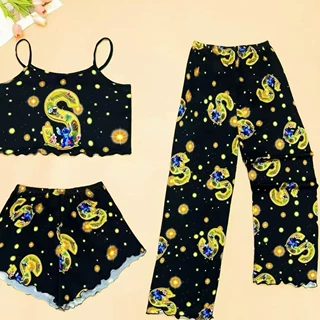 Hot sale pajamas吊带三件套Пижама睡衣女跨境希音工厂直销