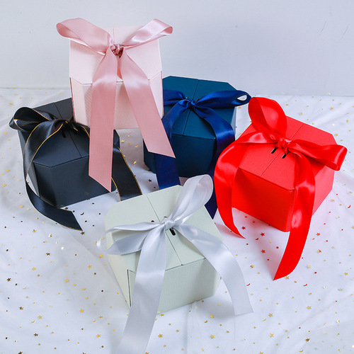 Pink hexagonal gift box gift box Valentine's Day lipstick gift box hexagonal wedding souvenir packaging
