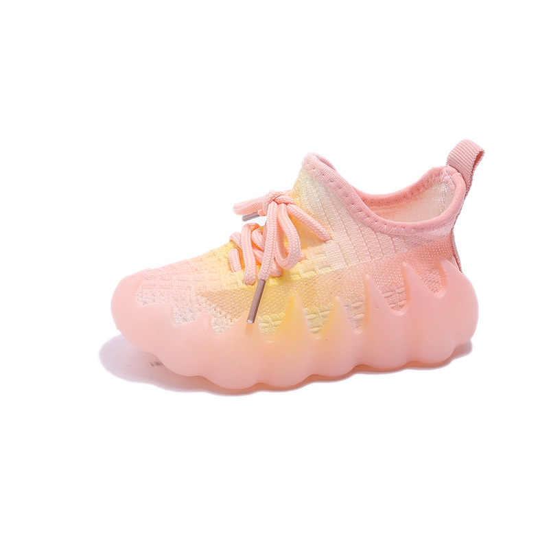 Zapatillas deportivas para niñas, modelo 2025, zapatillas de punto transpirables para niños, suela de gelatina, zapatillas de malla para estudiantes, zapatillas de pulpo para niños