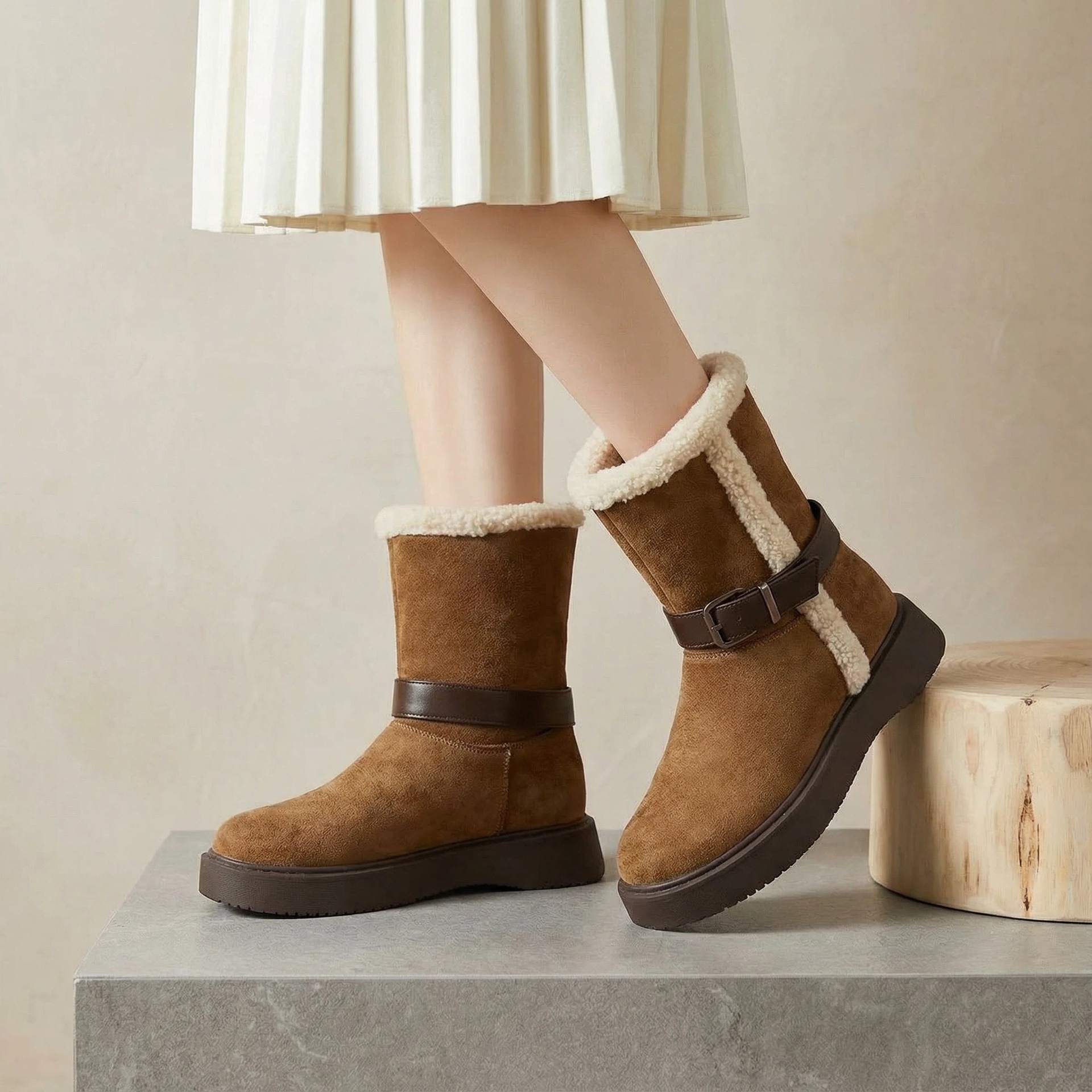 Botas de nieve para mujeres 2026 nuevos zapatos de algodón calientes de invierno image 3