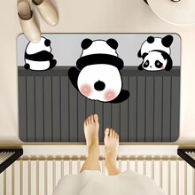 卡通熊猫硅藻泥地垫卫生间浴室防滑垫家用长方形吸水垫一件代发