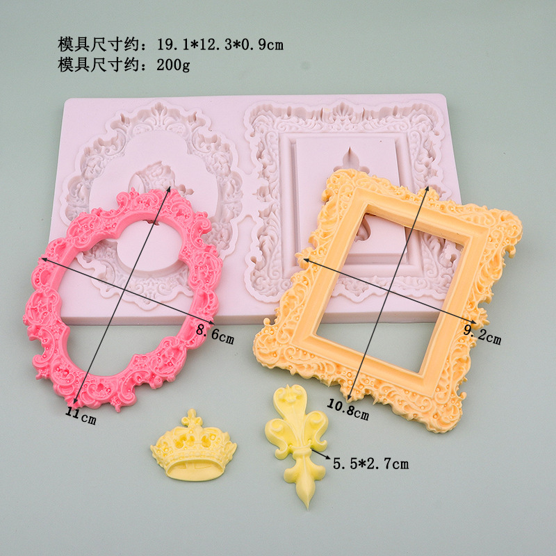 Barroco estilo europeo retro marcos de perlas moldes de silicona crown flip pastel horneado molde de goteo molde de pegamento