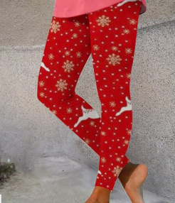 Pantalones digitales con estampado de yoga navideño para mujer New 3D Casual Yoga Pantalones deportivos ajustados Medias europeas y americanas