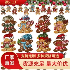 跨境圣诞姜饼人木制挂摆装复古苦恼风格姜饼人大木制装饰圣诞家居