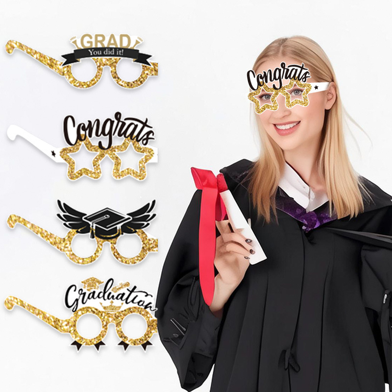 2024欧美亚马逊新品派对用品毕业季纸质眼镜眼镜框拍照道具装饰品