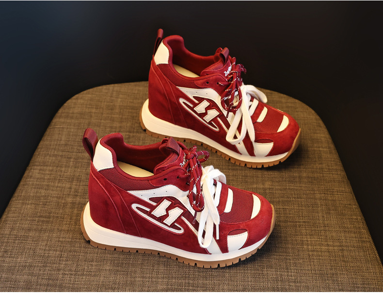 Giày sneaker nữ đế dày tăng chiều cao phong cách thể thao — màu be chi tiết 5
