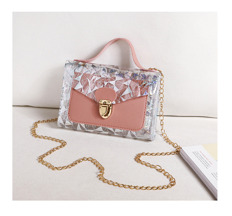 Women's Pu Leather Color Block Streetwear Square Lock Clasp Crossbody Bag Jelly Bag Chain Bag display picture 4