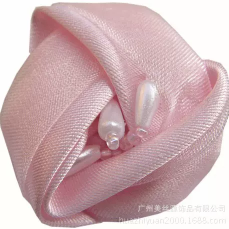 美丝源立体手工玫瑰花苞帽子服装配饰珍珠花蕊百合花缎面胸花辅料