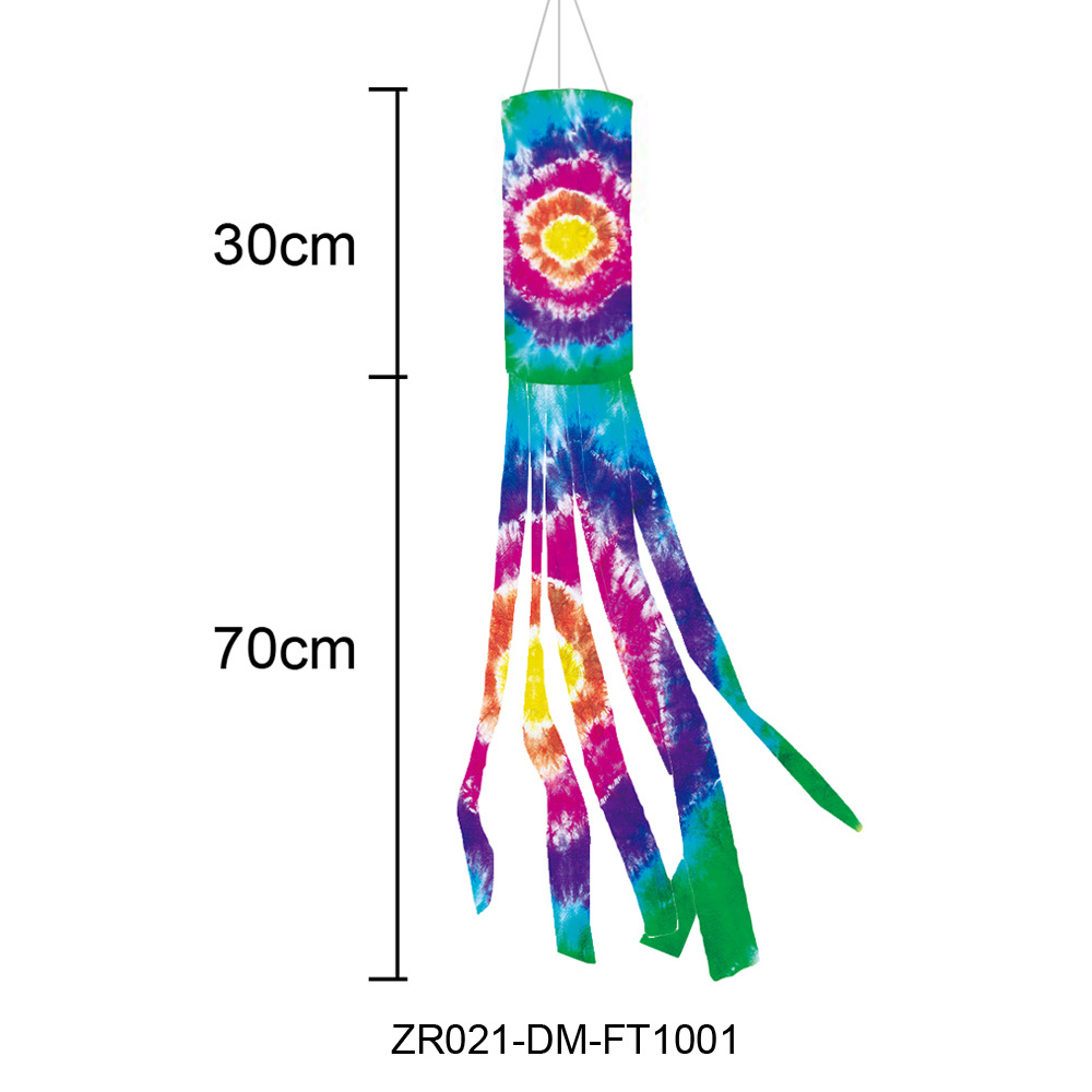 批发创意扎染风筒旗亚马逊万圣节风向袋户外庭院装饰旗子旗帜批发