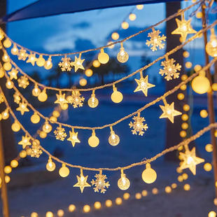 Led Star Bubble Ball Light String Waterproof Holiday Solar Battery Box Lantern Outdoor Decoration Camping Style Atmosphere Light