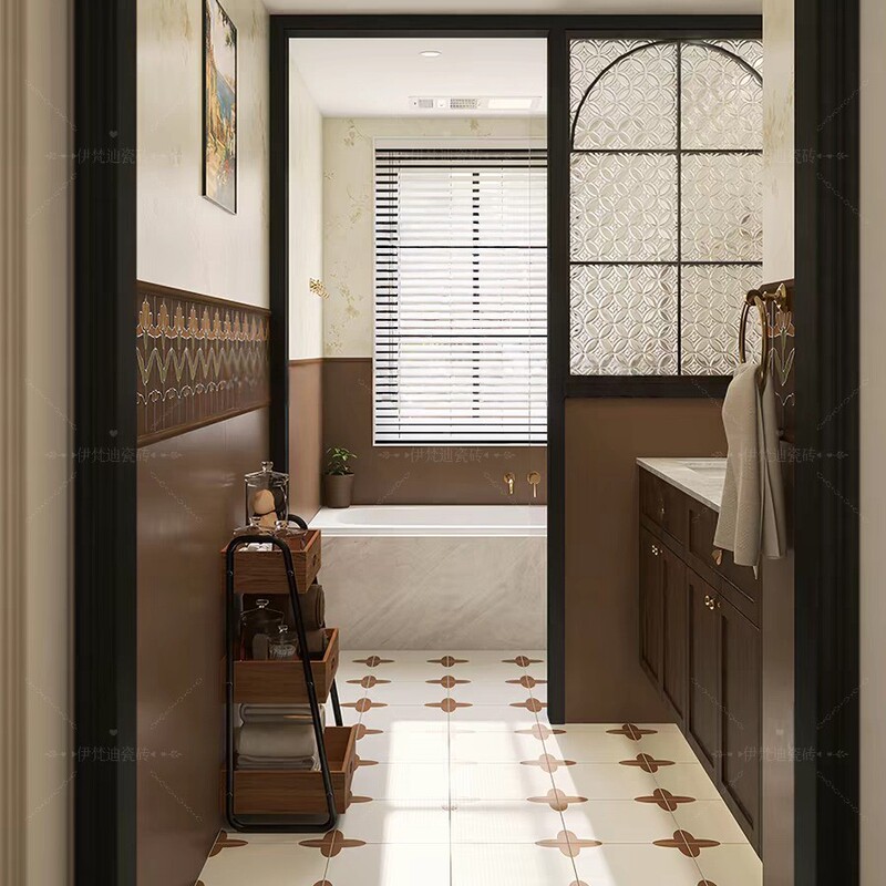 French-Style Retro Bathroom Tiles, Vintage Caramel-Colored Kitchen and Bathroom Tiles, Cream Wall Tiles, Floor Tiles, Ceramic Tiles French-Style Retro Bathroom Tiles, Vintage Caramel-Colored Kitchen and Bathroom Tiles, Cream Wall Tiles, Floor Tiles, Ceramic Tiles