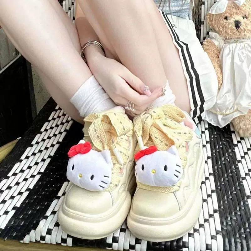 Hello kitty, милые кроссовки, нескользящая спортивная обувь с платформой для отдыха