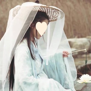 新款古装汉服斗笠帽子古风女侠客遮脸防晒面纱cosplay帷帽幕篱帽-阿里巴巴