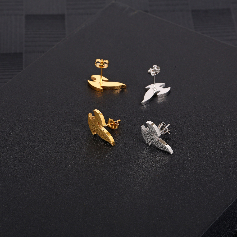 Hip-hop Flame Titanium Steel Ear Studs Plating Stainless Steel Earrings display picture 1