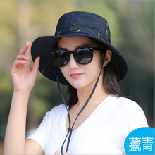 防晒户外帽子太阳帽女夏季遮阳帽韩版夏天折叠渔夫帽青年登山大沿