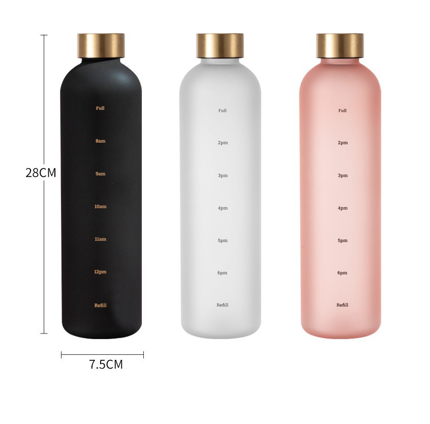 En stock 1000ml gradiente color espacio taza fitness deportes hervidor plástico transfronterizo taza portátil con escala de tiempo