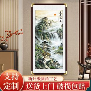 源远流长山水画玄关装饰画新中式国画竖版鸿运当头走廊过道墙挂画-阿里巴巴