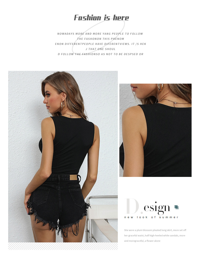 Black Short Hollow Camisole NSYYF104576